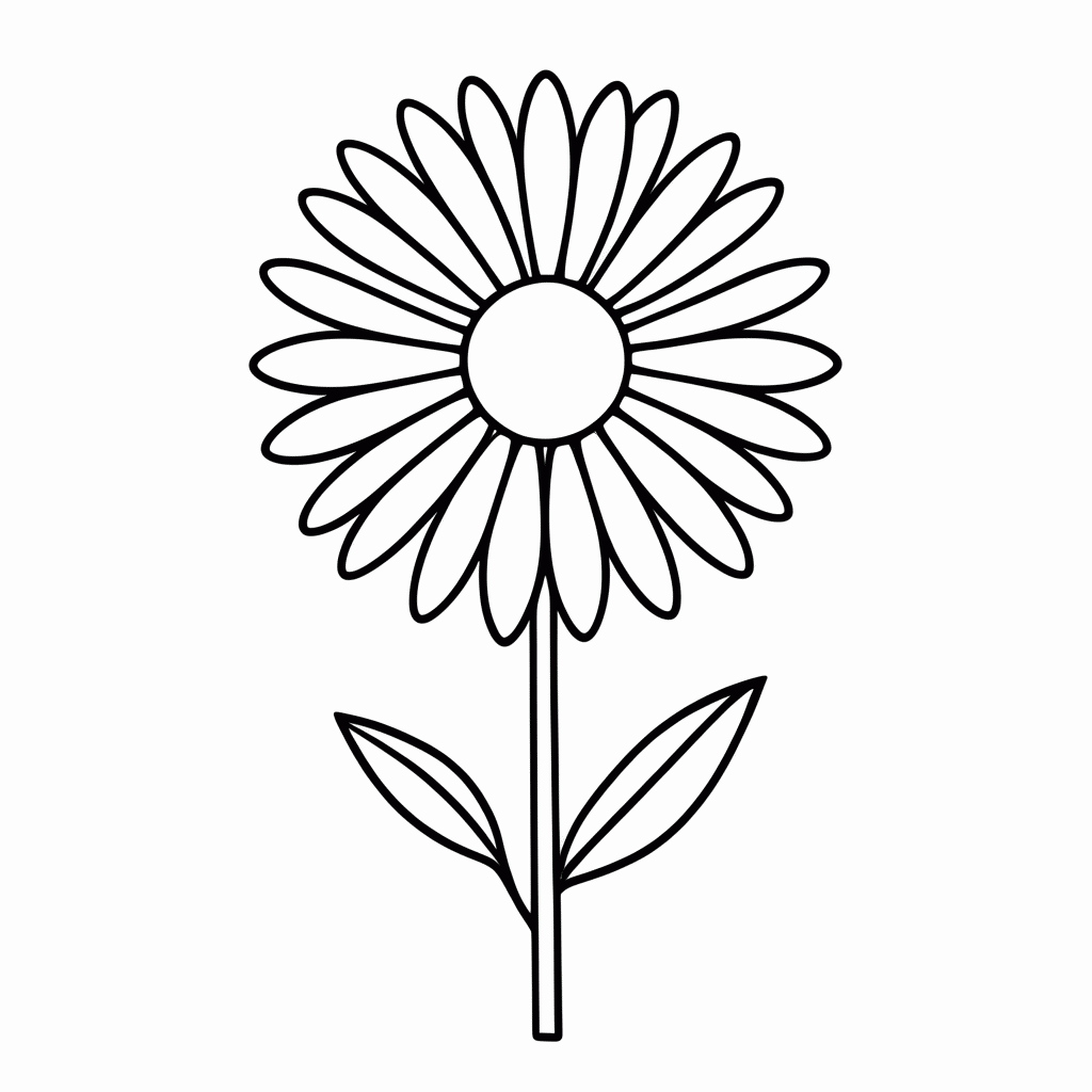 Desenho de Flor Margarida para colorir e imprimir grátis em folha A4