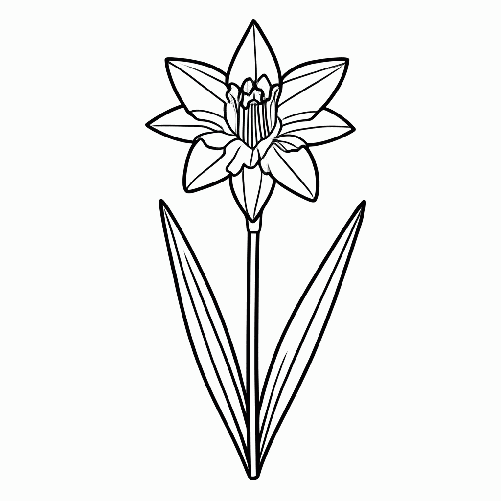 Desenho de Flor Narciso para colorir e imprimir grátis em folha A4