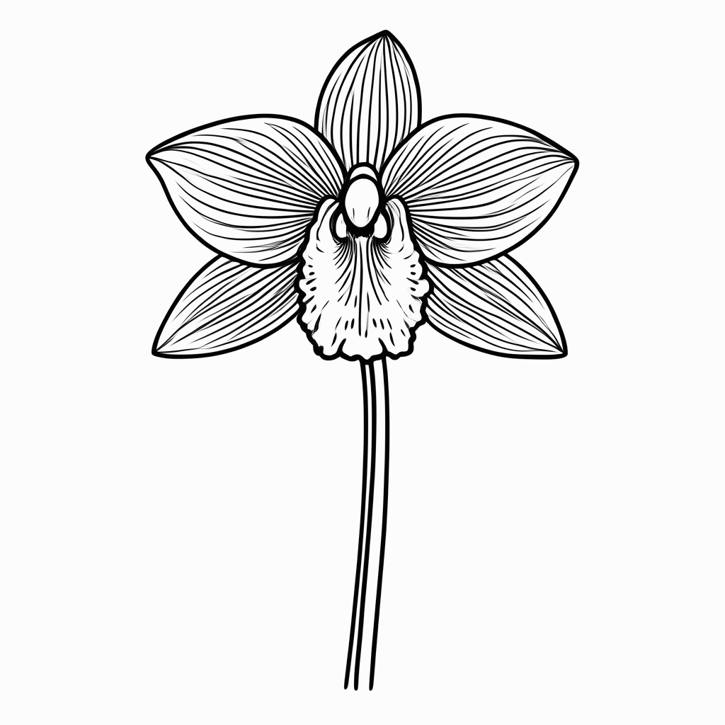 Desenho de Flor Orquidea para colorir e imprimir grátis em folha A4