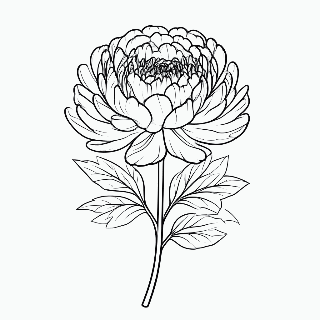 Desenho de Flor Peonia para colorir e imprimir grátis em folha A4
