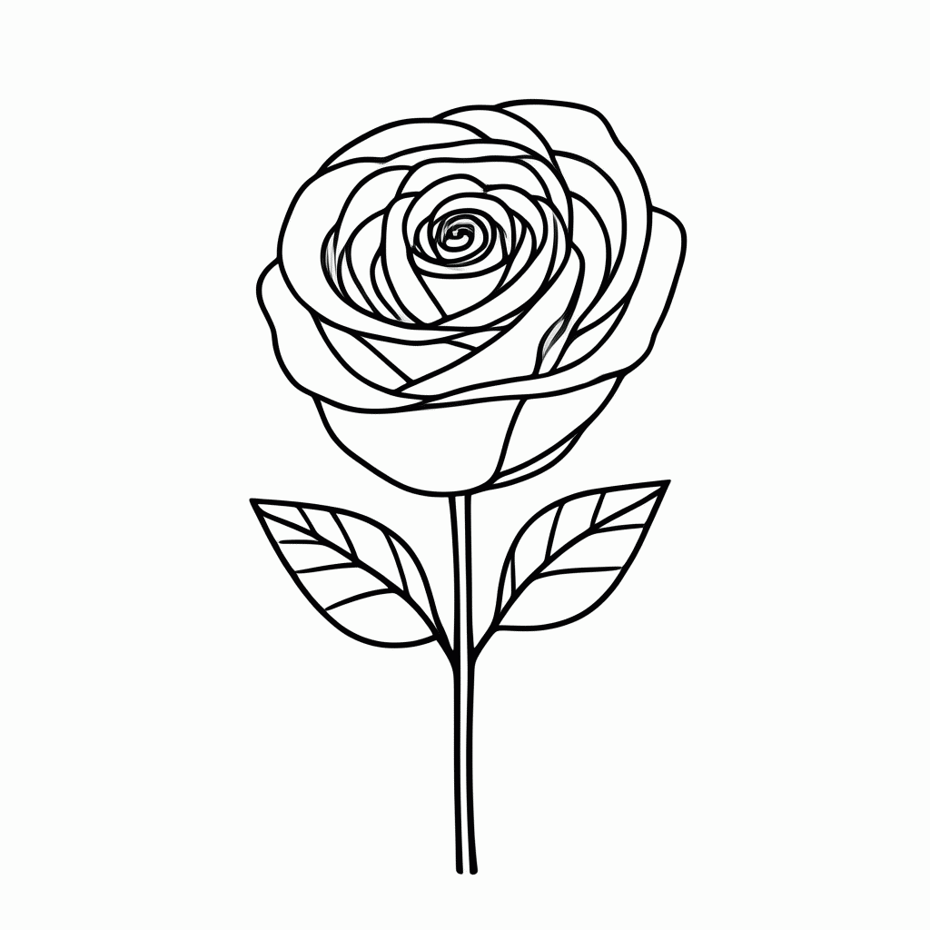 Desenho de Flor Rosa para colorir e imprimir grátis em folha A4