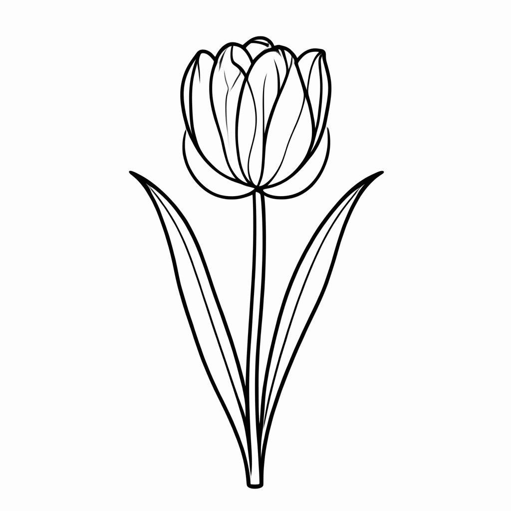 Desenho de Flor Tulipa para colorir e imprimir grátis em folha A4