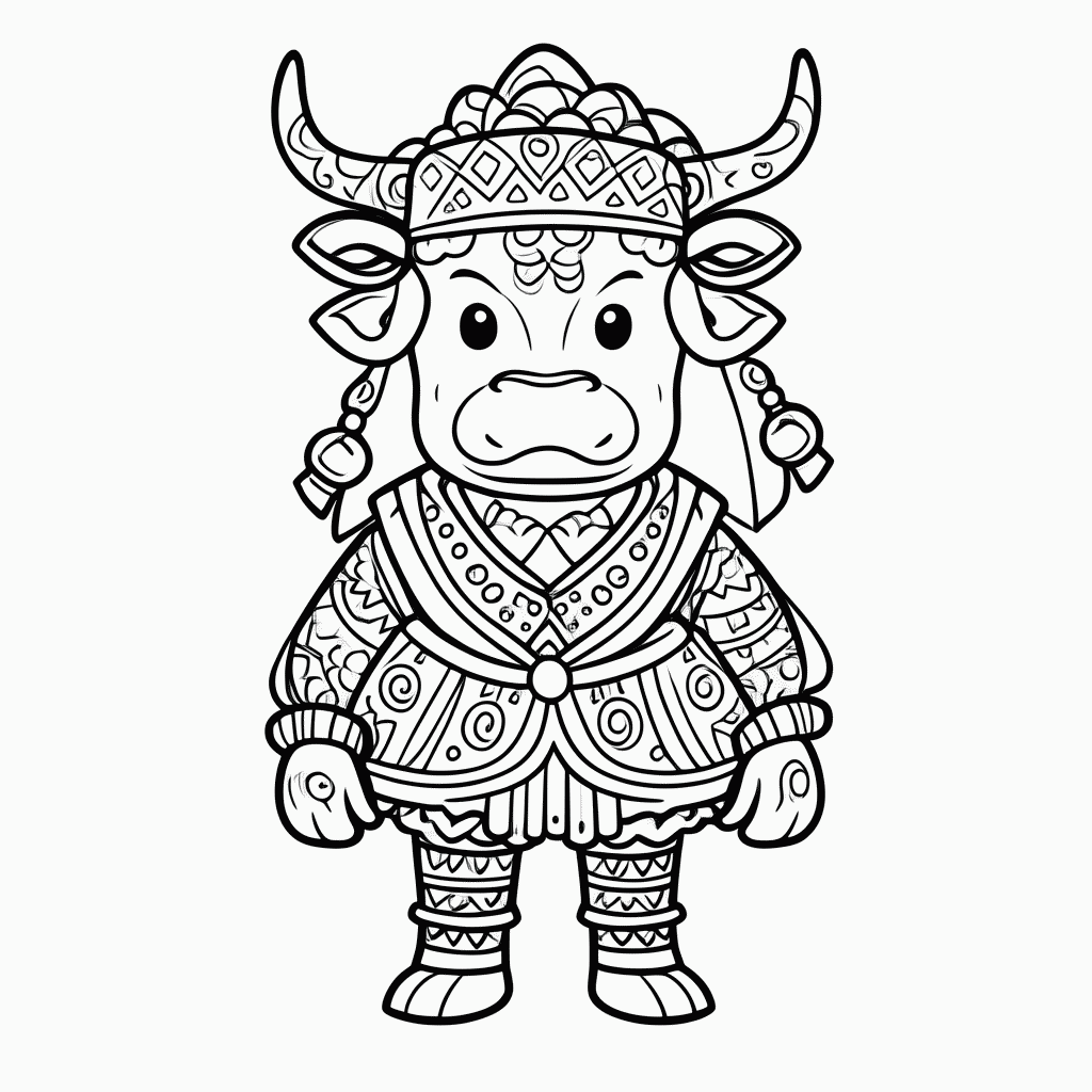 Desenho de Bumba Meu Boi para colorir e imprimir grátis em folha A4