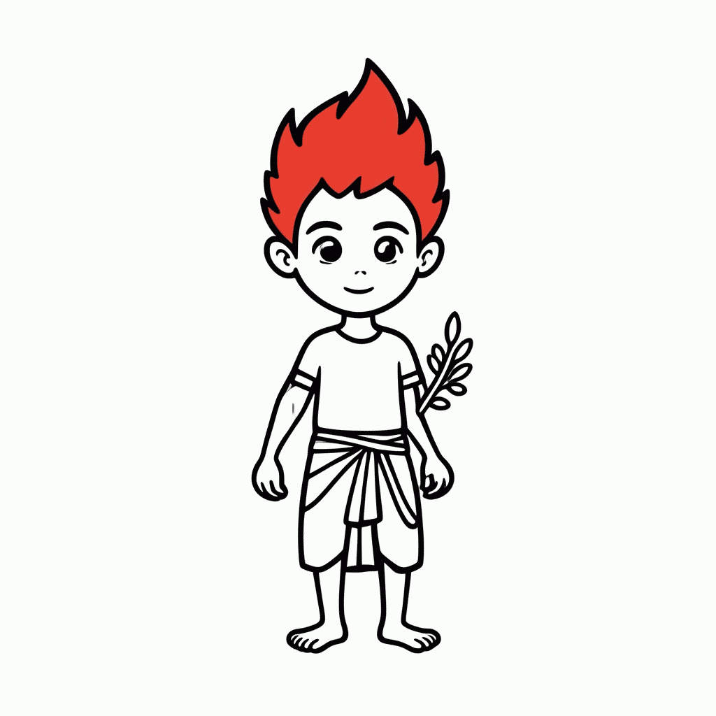 Desenho de Curupira para colorir e imprimir grátis em folha A4