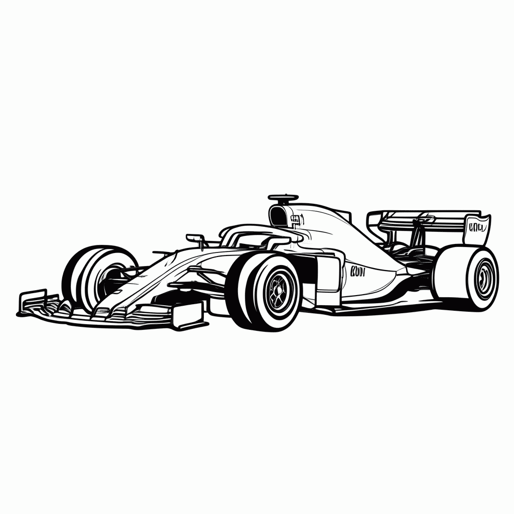 Desenho de Carro F1 Azul Mercedes para colorir e imprimir grátis em folha A4