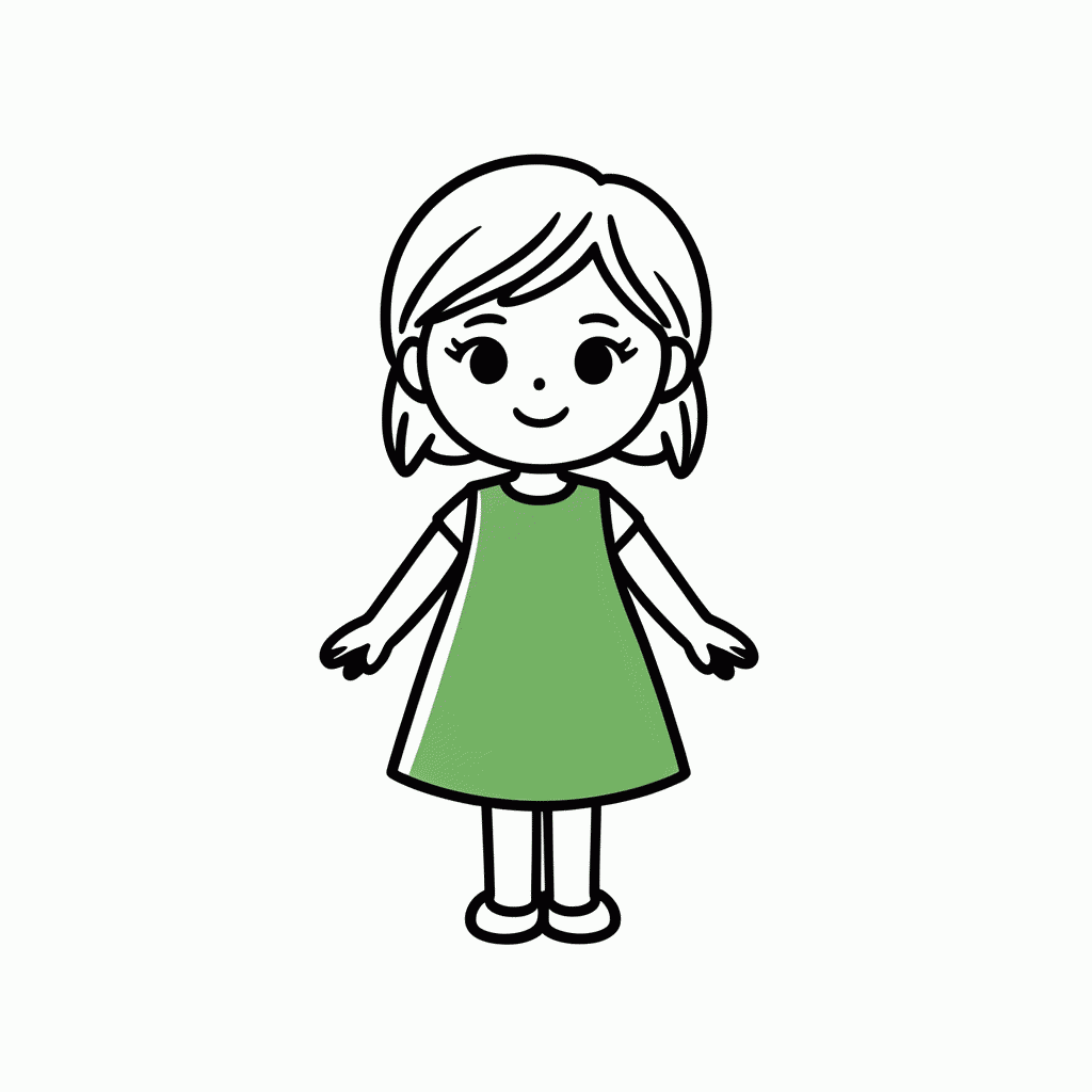 Desenho de Anna Vestido Verde para colorir e imprimir grátis em folha A4