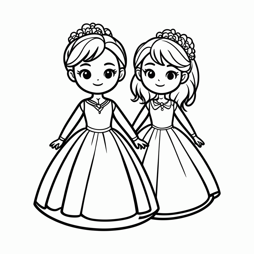 Desenho de Elsa E Anna Juntas Irmas para colorir e imprimir grátis em folha A4