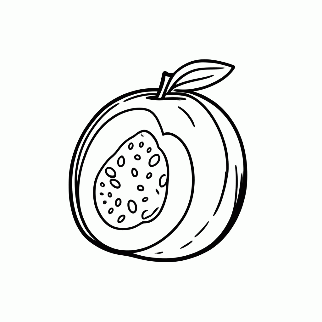 Desenho de Goiaba para colorir e imprimir grátis em folha A4