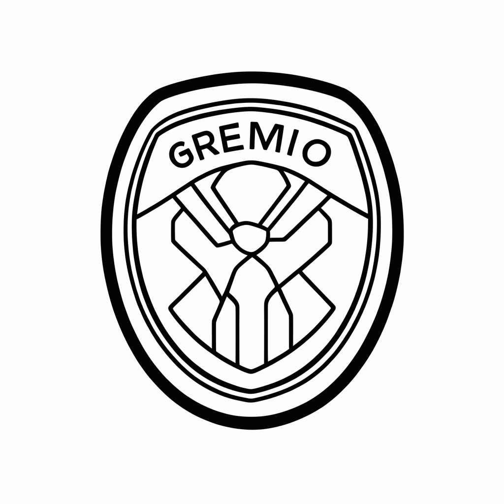 Desenho de Escudo do Gremio para colorir e imprimir grátis em folha A4