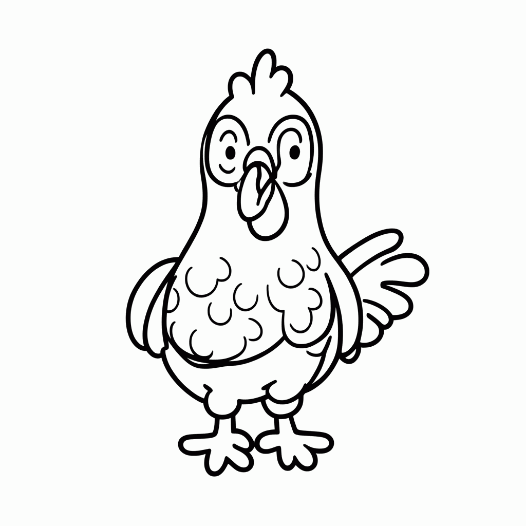 Desenho de Galo Cantando para colorir e imprimir grátis em folha A4