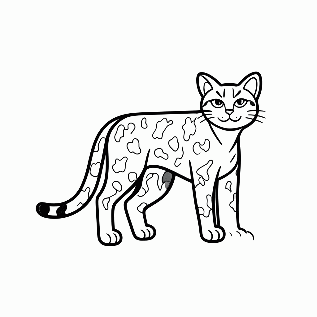 Desenho de Bengala Malhado para colorir e imprimir grátis em folha A4