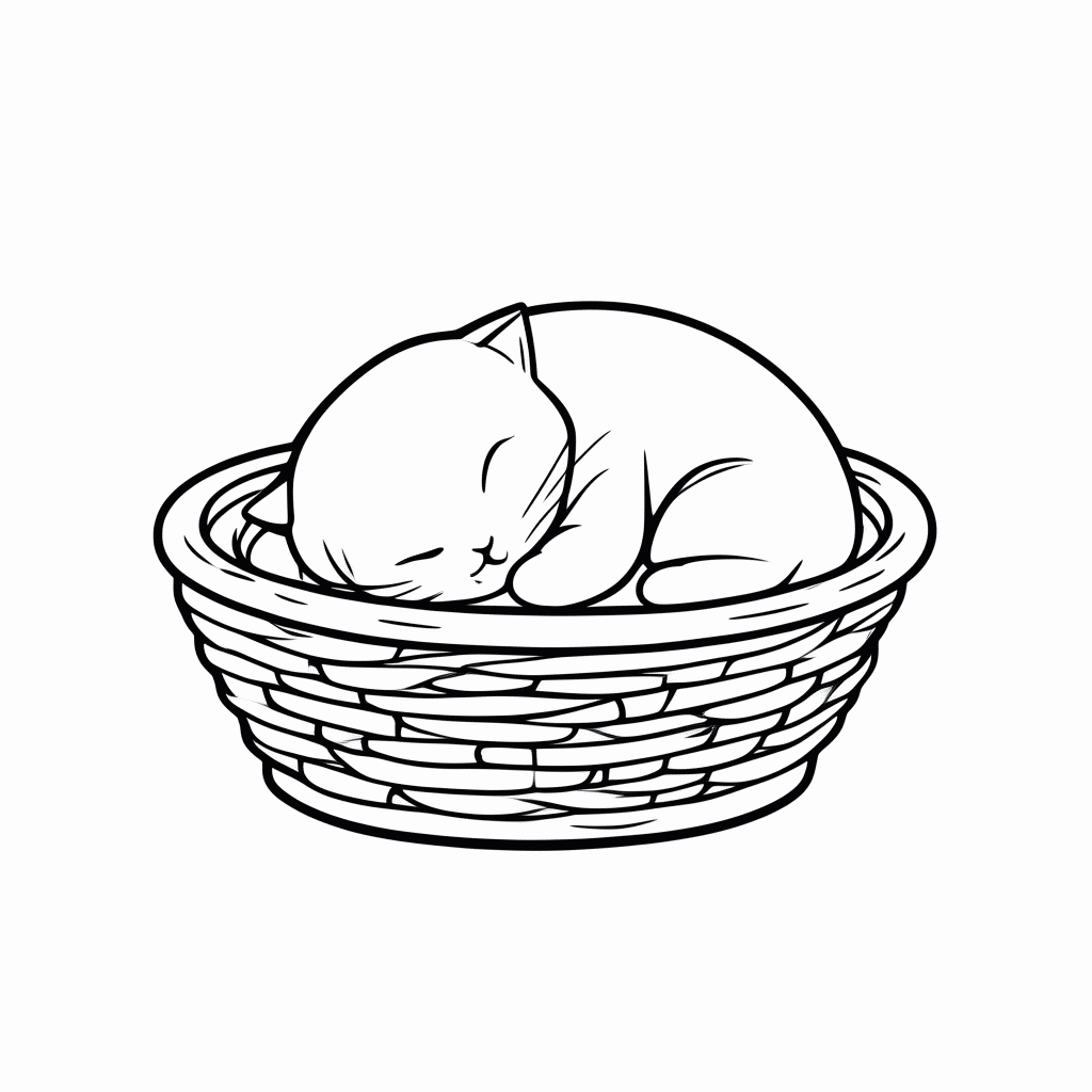Desenho de Filhote No Cesto para colorir e imprimir grátis em folha A4