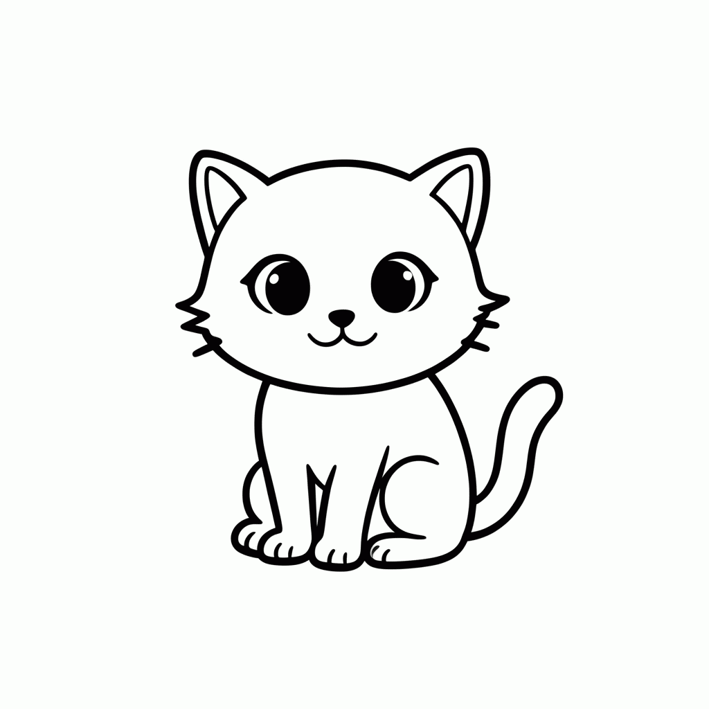 Desenho de Gatinho Laranja Fofo para colorir e imprimir grátis em folha A4