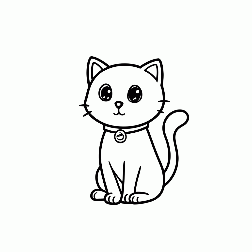Desenho de Gato Com Coleira para colorir e imprimir grátis em folha A4