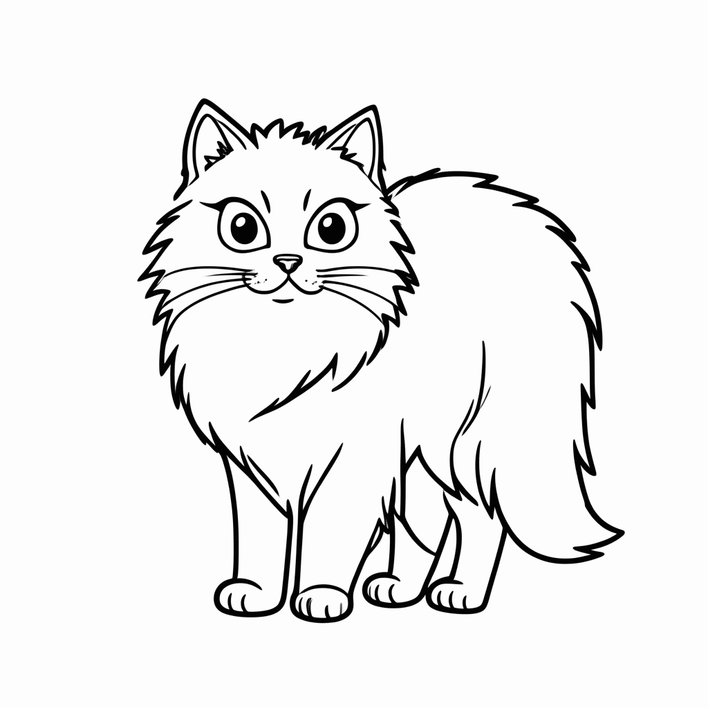 Desenho de Maine Coon Peludo para colorir e imprimir grátis em folha A4