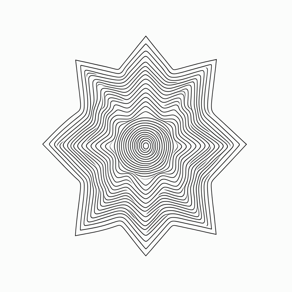 Desenho de Padrão Geométrico estrelas 4 para colorir e imprimir grátis em folha A4