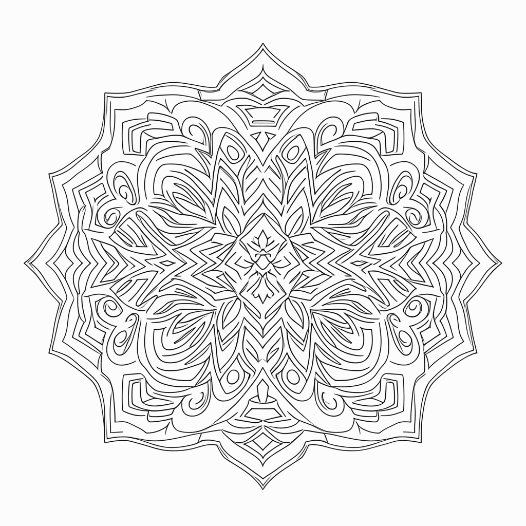 Desenho de Padrão Geométrico simetrico 4 para colorir e imprimir grátis em folha A4