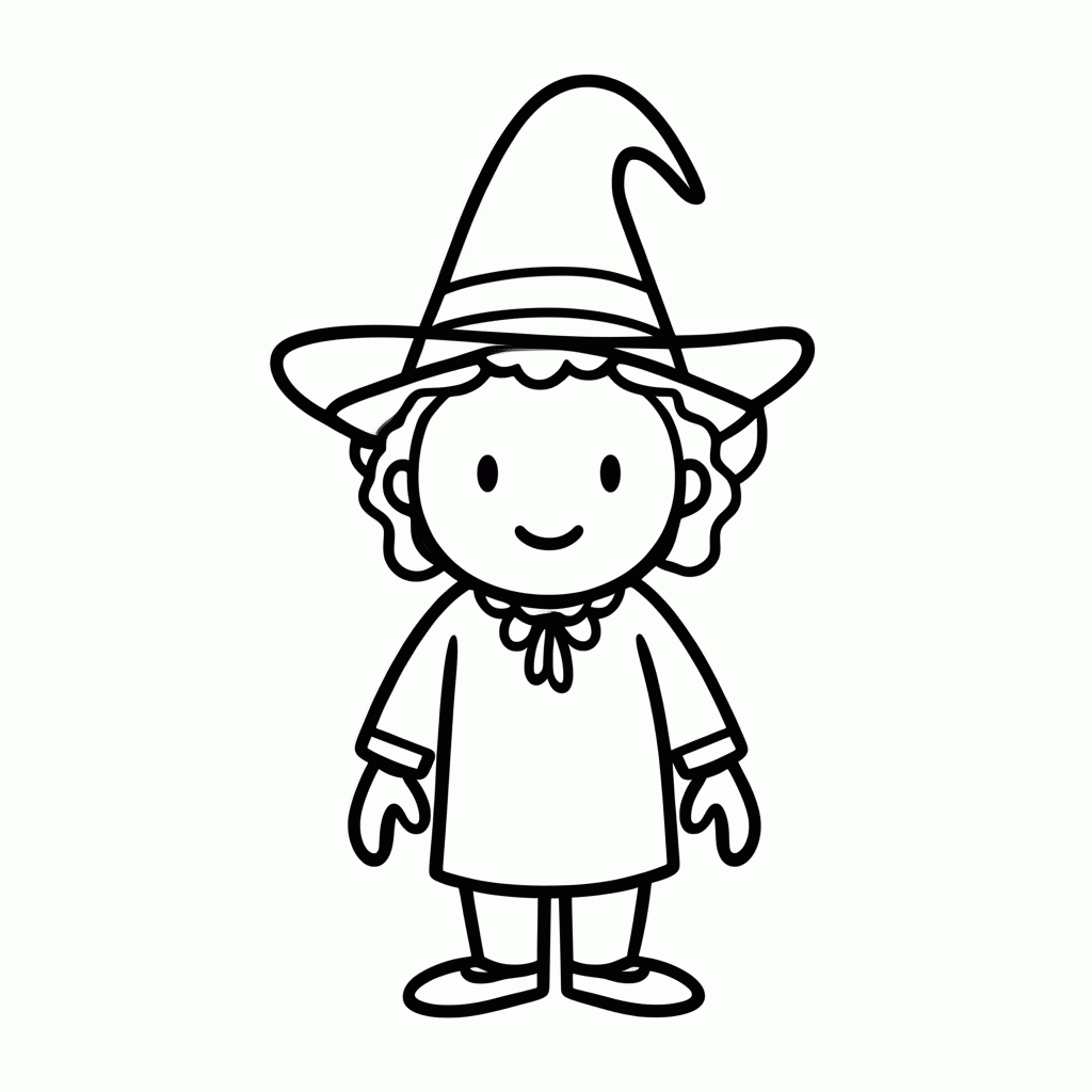Desenho de Bruxa Classica para colorir e imprimir grátis em folha A4