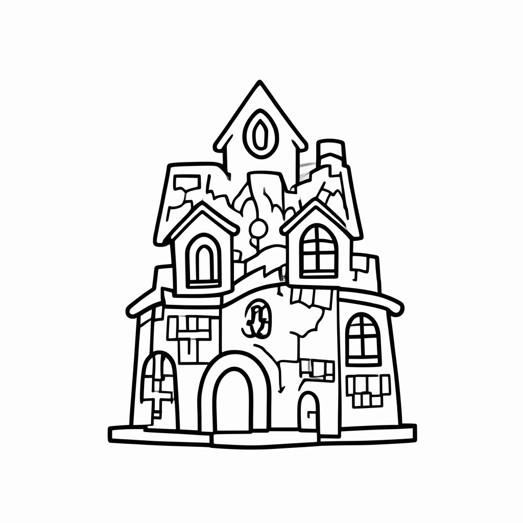 Desenho de Casa Mal Assombrada para colorir e imprimir grátis em folha A4