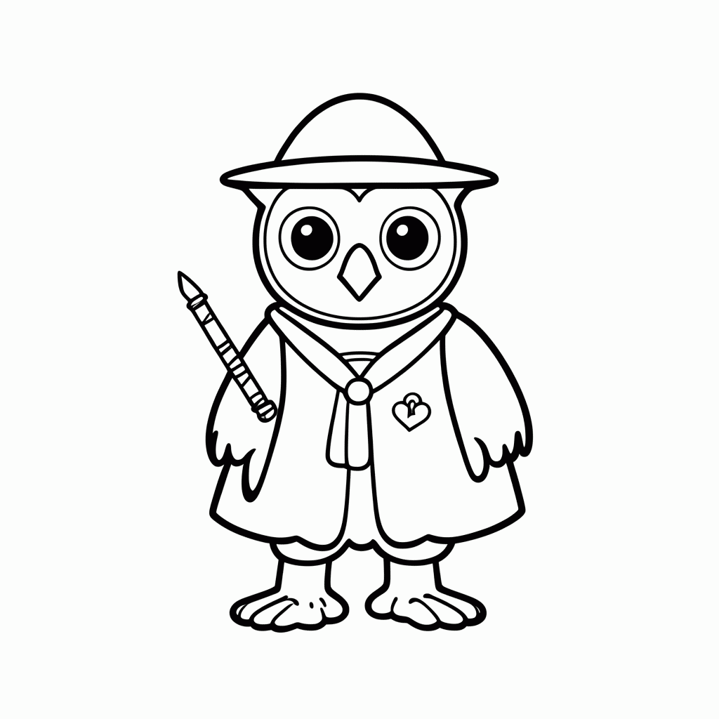 Desenho de Hedwig Coruja para colorir e imprimir grátis em folha A4