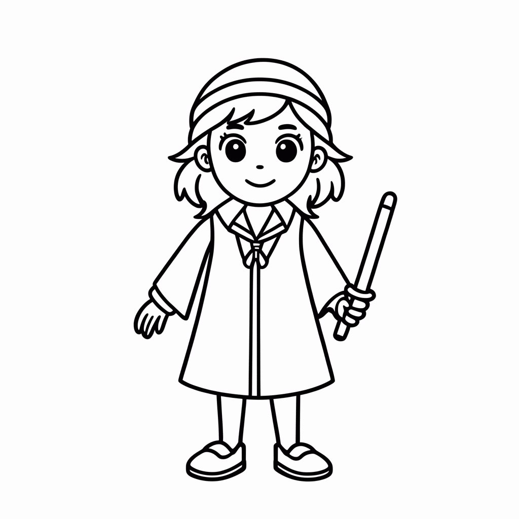 Desenho de Hermione Granger para colorir e imprimir grátis em folha A4