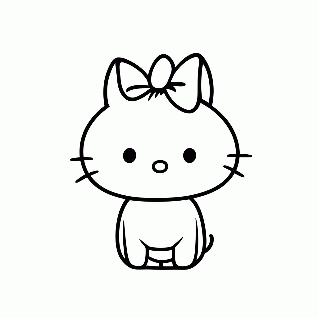 Desenho de Kitty Classica Laco Vermelho para colorir e imprimir grátis em folha A4