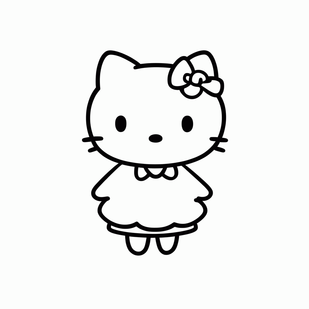 Desenho de Kitty Com Vestido para colorir e imprimir grátis em folha A4