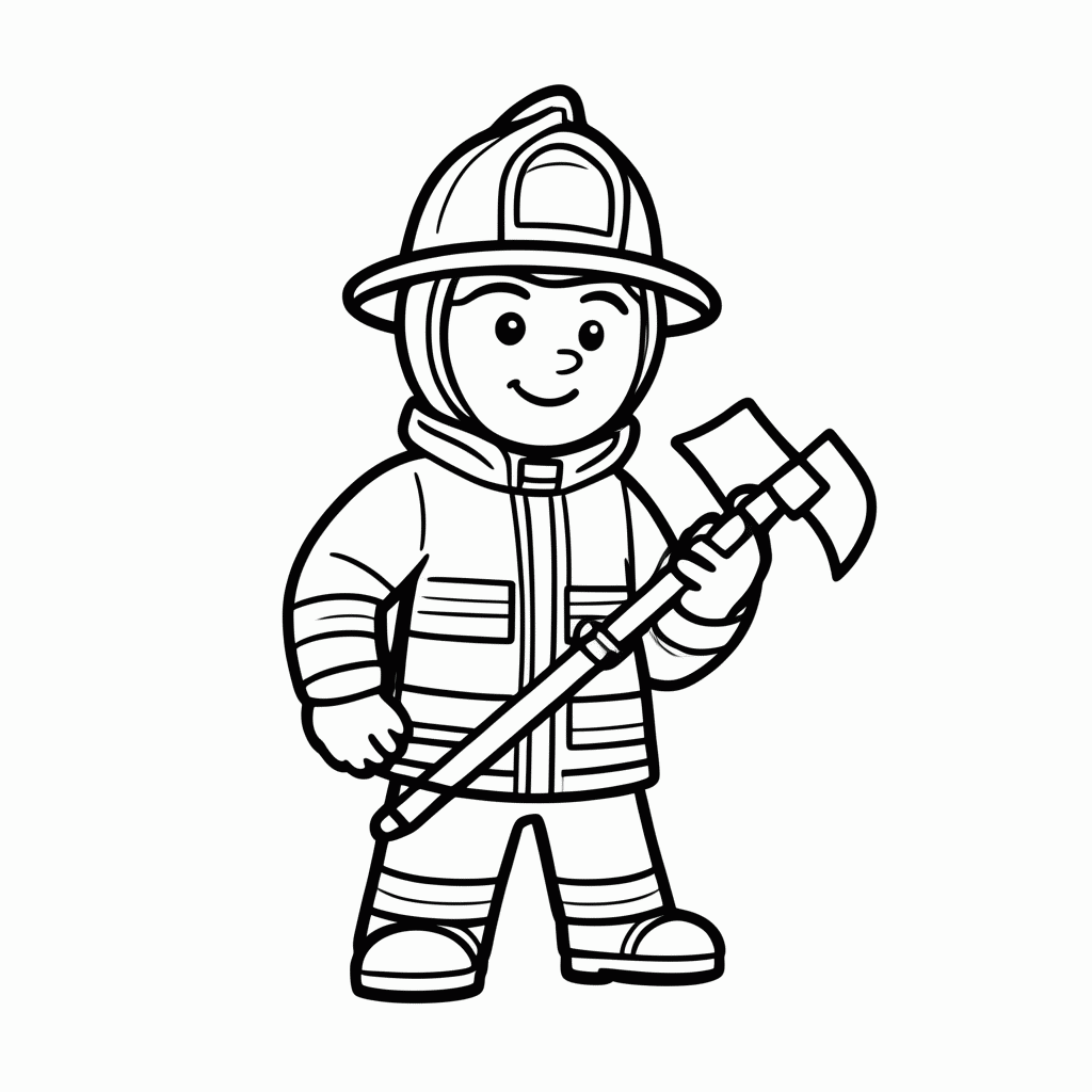 Desenho de Bombeiro para colorir e imprimir grátis em folha A4