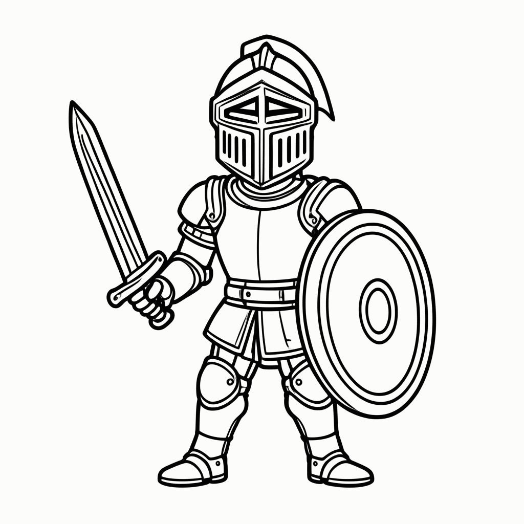 Desenho de Cavaleiro Medieval para colorir e imprimir grátis em folha A4