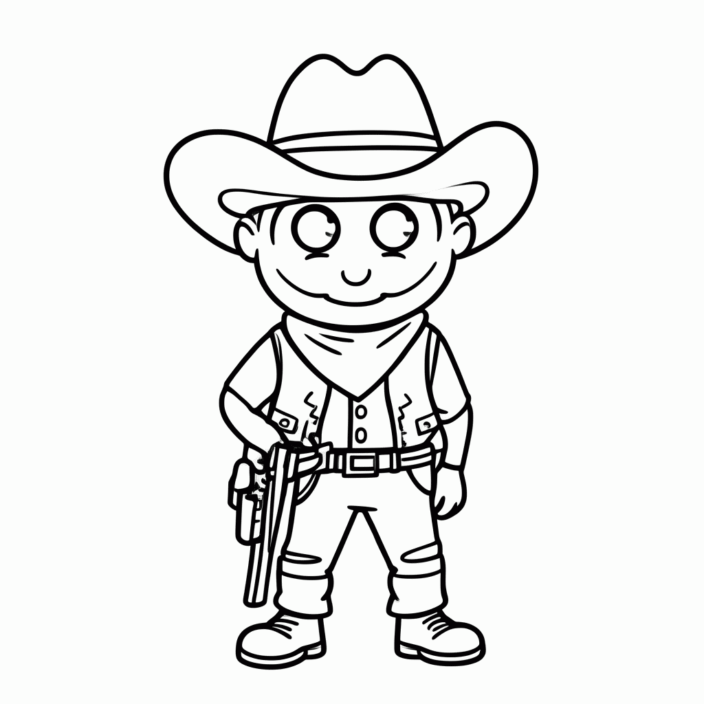 Desenho de Cowboy para colorir e imprimir grátis em folha A4