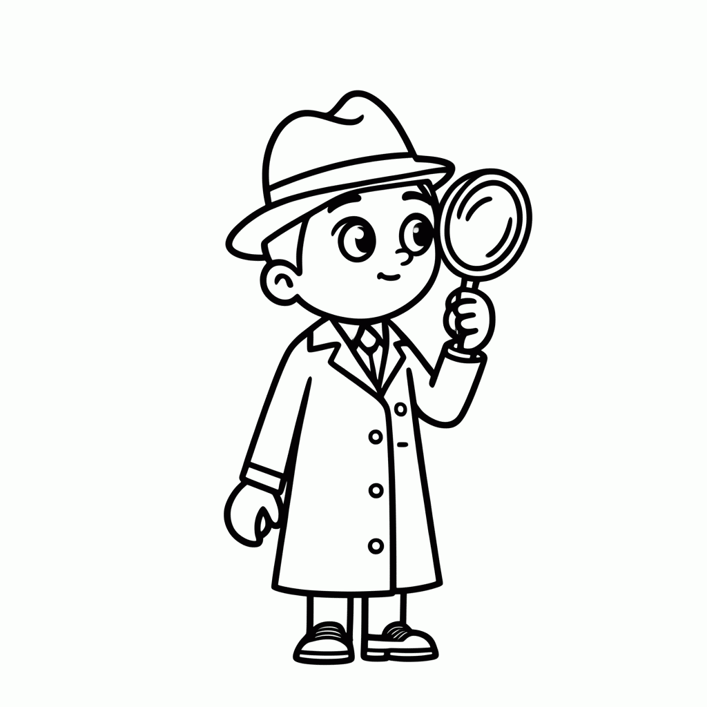 Desenho de Detetive para colorir e imprimir grátis em folha A4