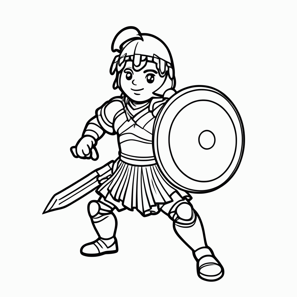 Desenho de Gladiador para colorir e imprimir grátis em folha A4