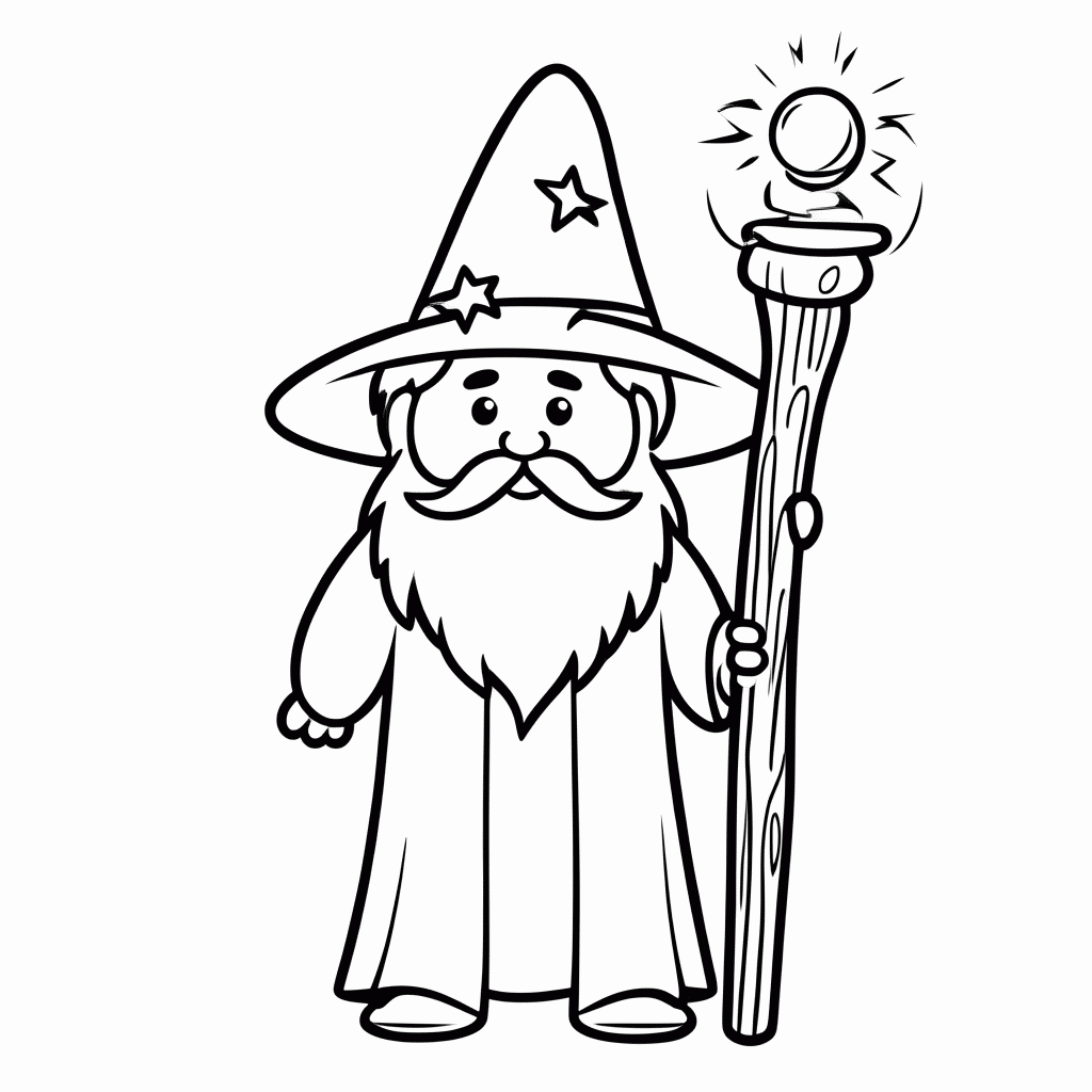 Desenho de Mago para colorir e imprimir grátis em folha A4