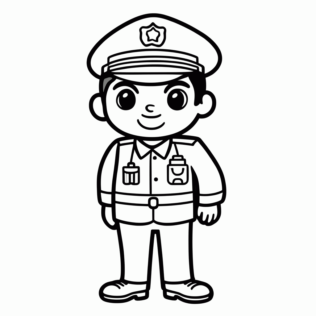 Desenho de Policial para colorir e imprimir grátis em folha A4