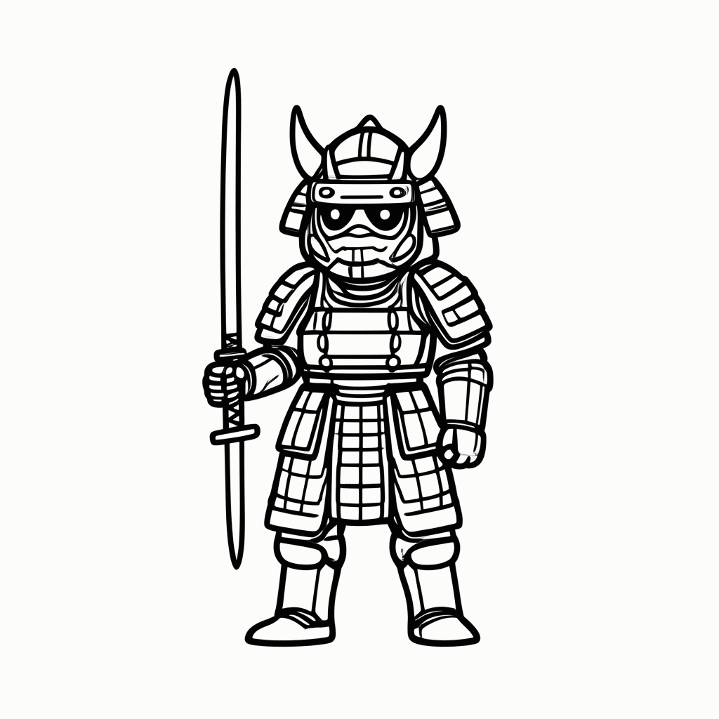 Desenho de Samurai para colorir e imprimir grátis em folha A4