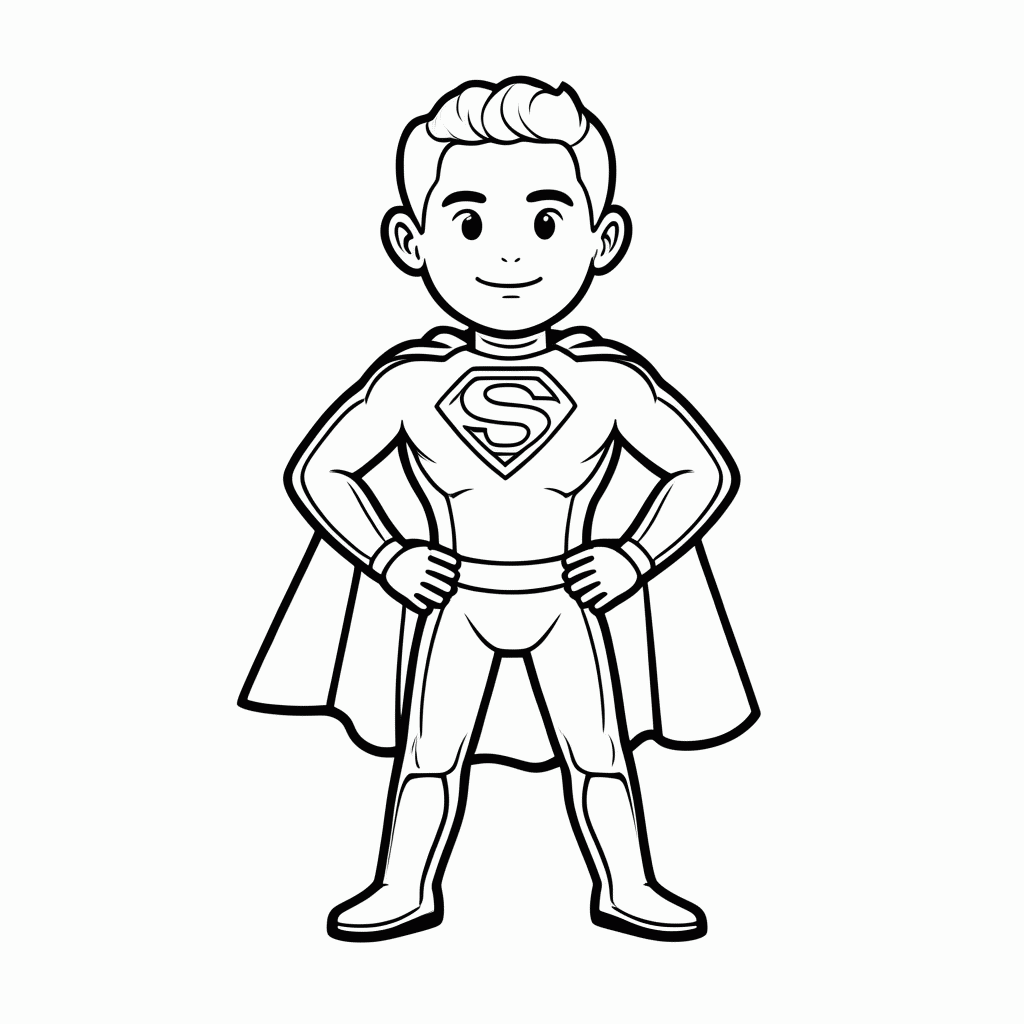 Desenho de Super Heroi para colorir e imprimir grátis em folha A4