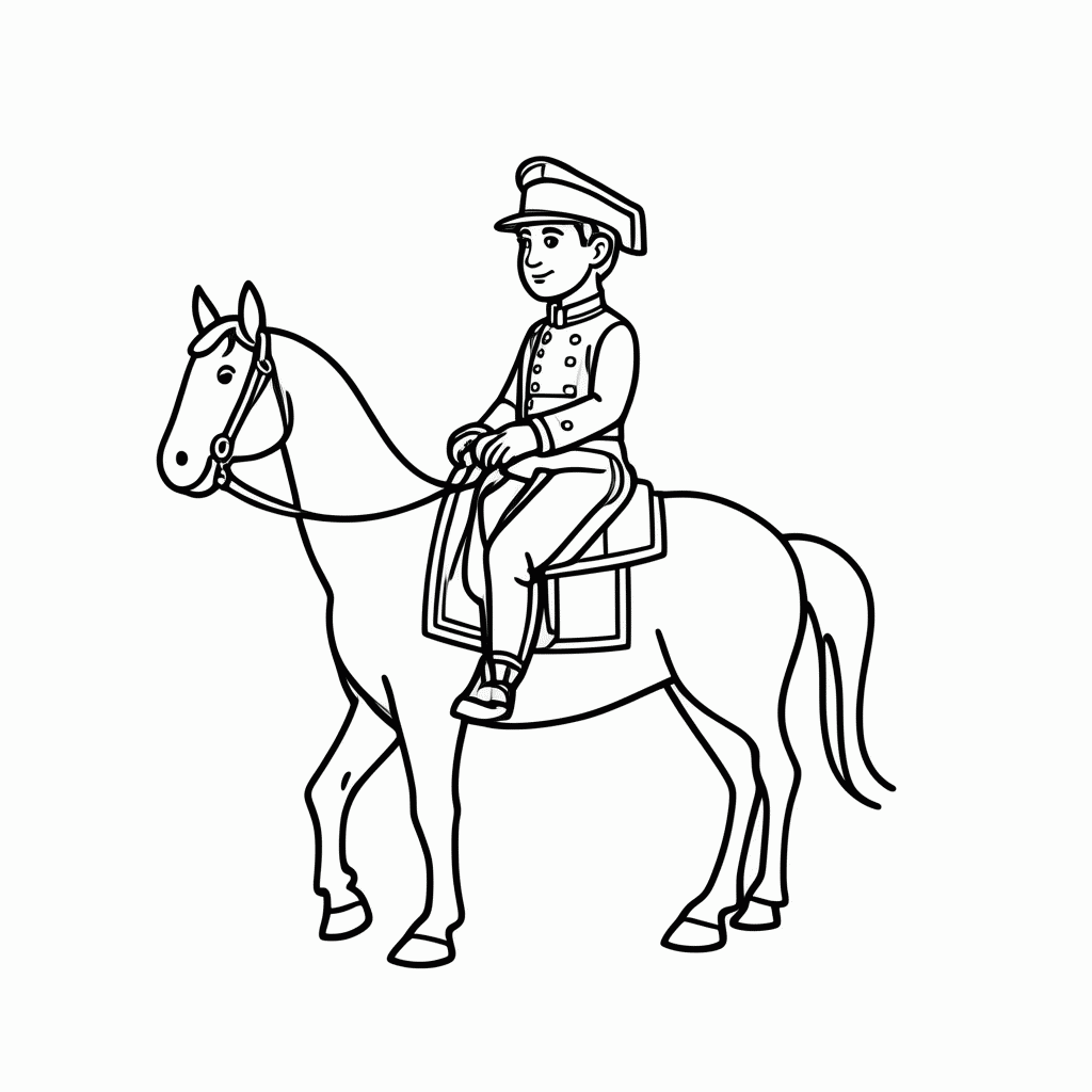 Desenho de Cavalo Com Cavaleiro para colorir e imprimir grátis em folha A4