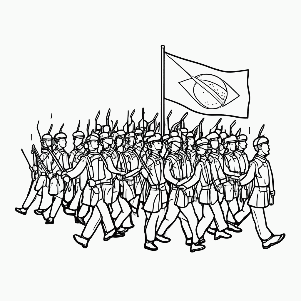 Desenho de Desfile 7 Setembro para colorir e imprimir grátis em folha A4