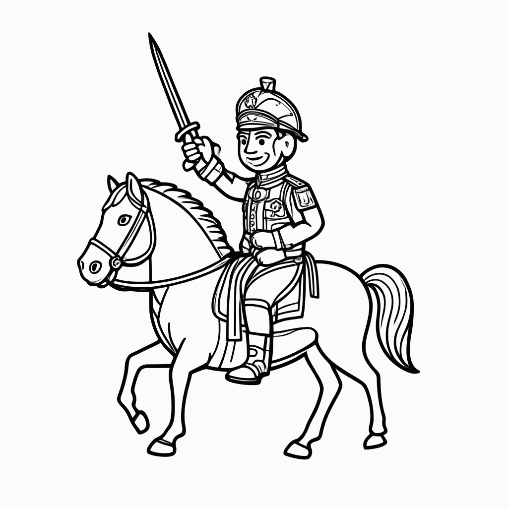 Desenho de Dom Pedro I Cavalo para colorir e imprimir grátis em folha A4