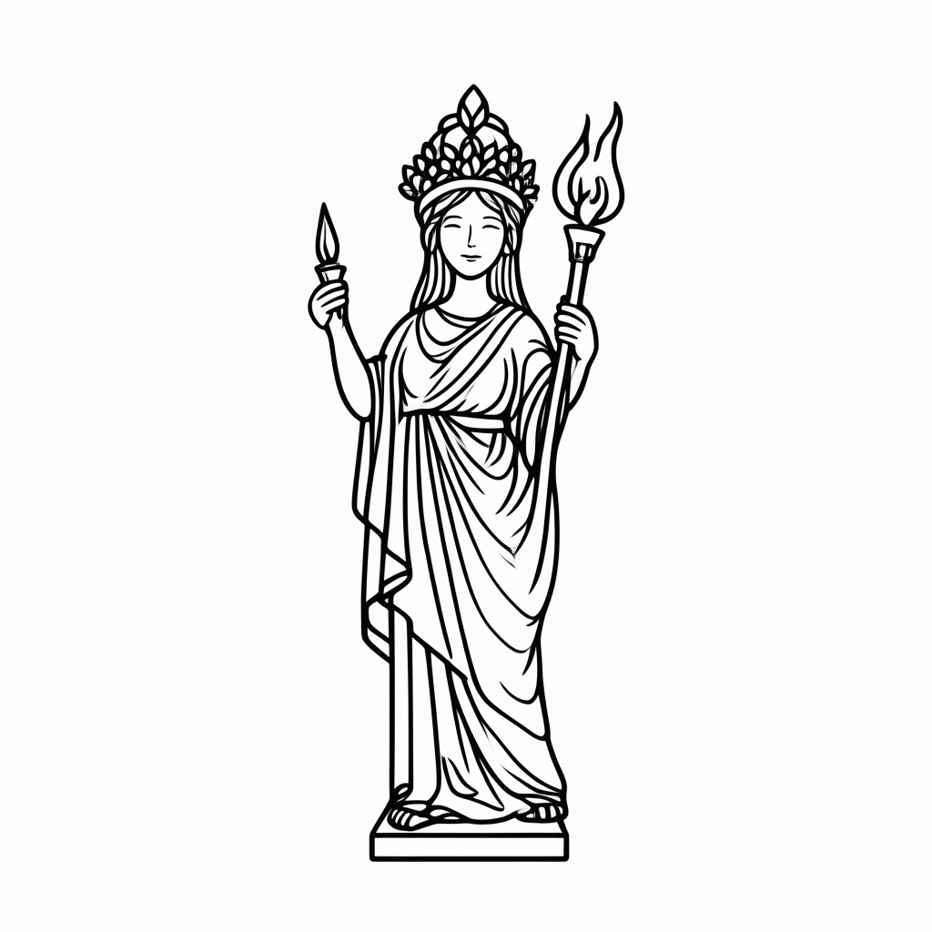 Desenho de Estatuetes Republica para colorir e imprimir grátis em folha A4