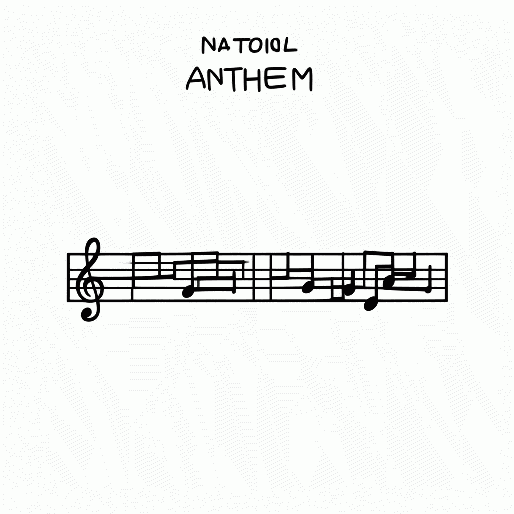 Desenho de Hino Nacional Partitura para colorir e imprimir grátis em folha A4
