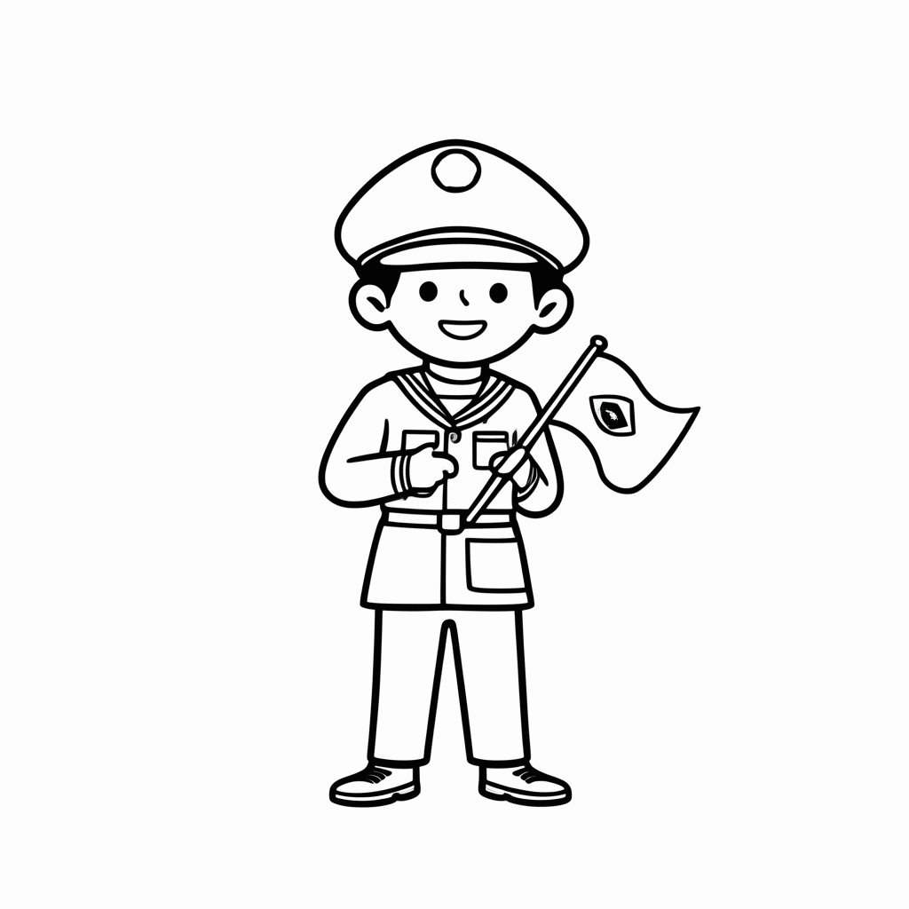 Desenho de Marinheiro Com Bandeira para colorir e imprimir grátis em folha A4