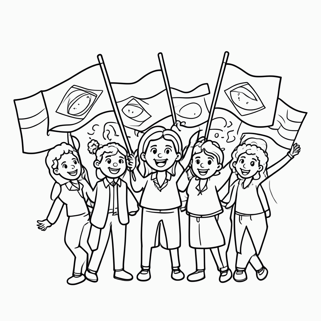 Desenho de Povo Comemorando para colorir e imprimir grátis em folha A4