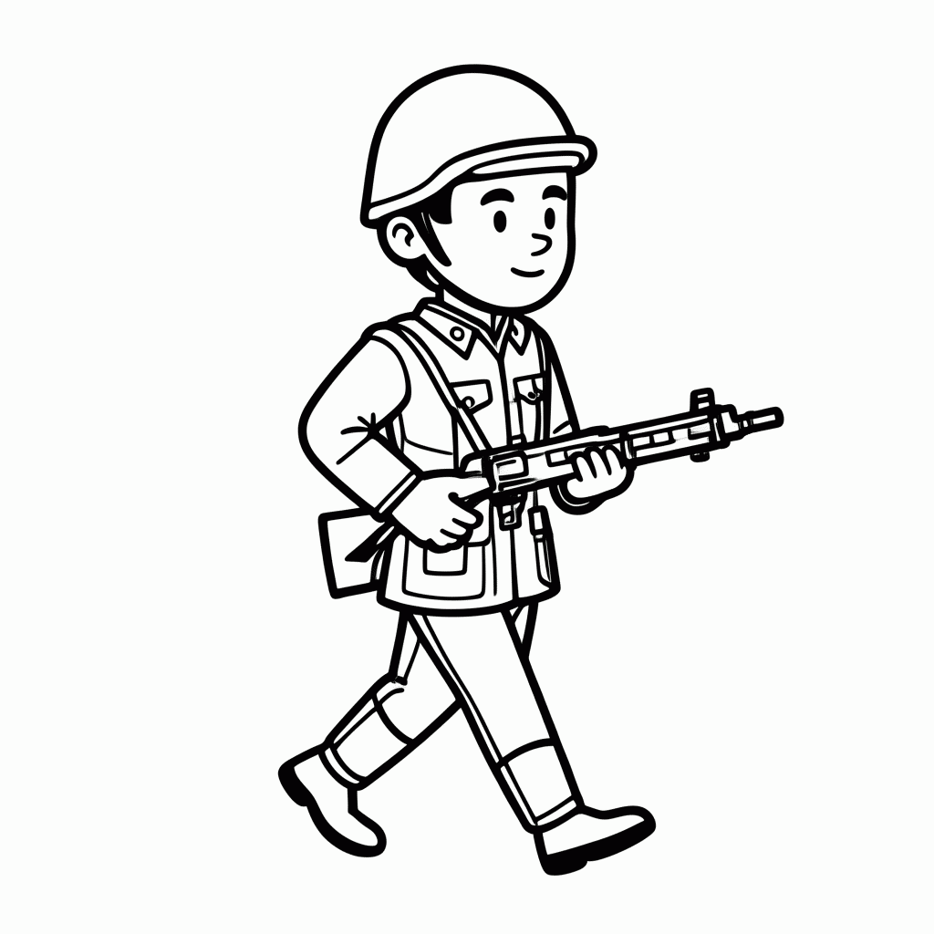 Desenho de Soldado Marchando para colorir e imprimir grátis em folha A4