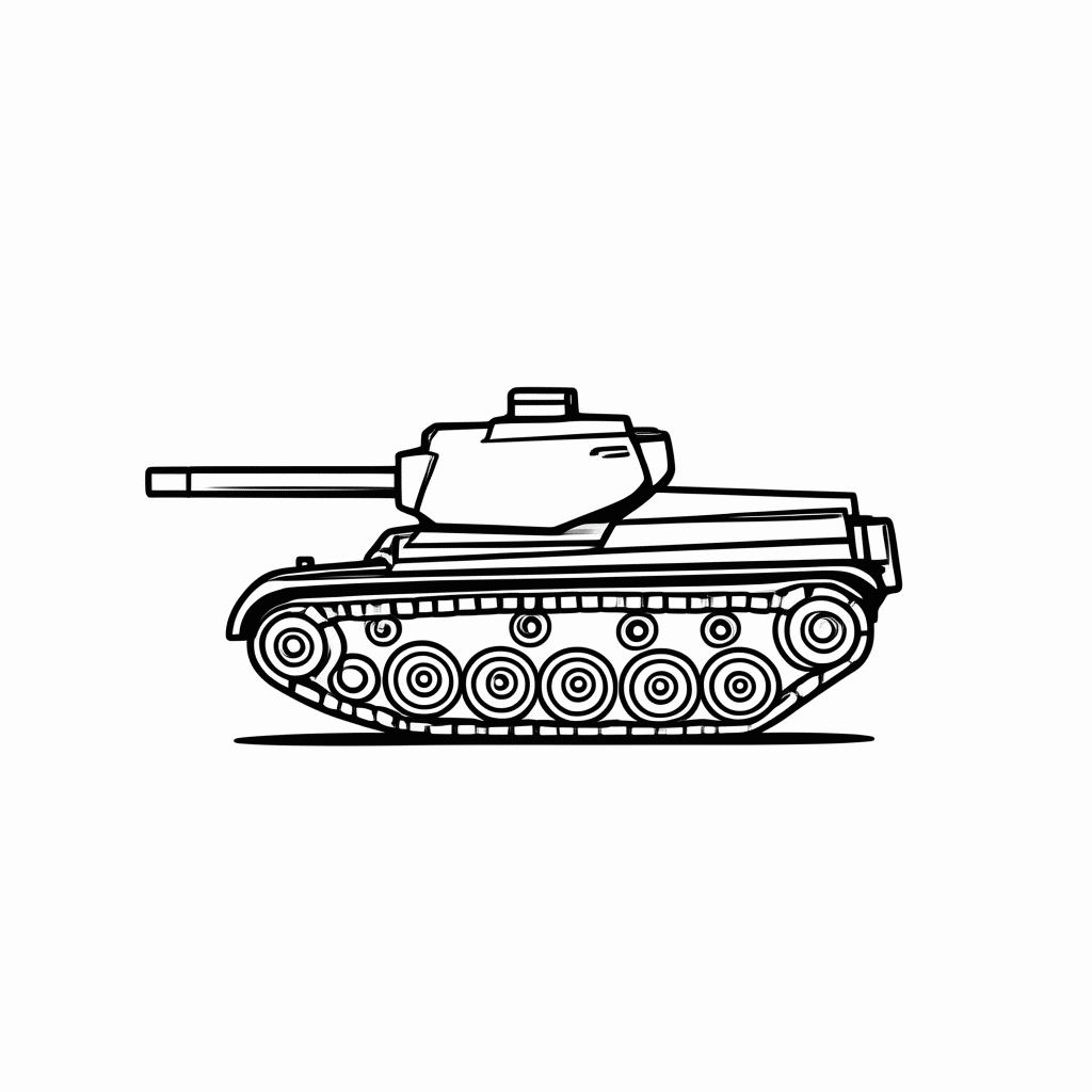 Desenho de Tanque Militar para colorir e imprimir grátis em folha A4