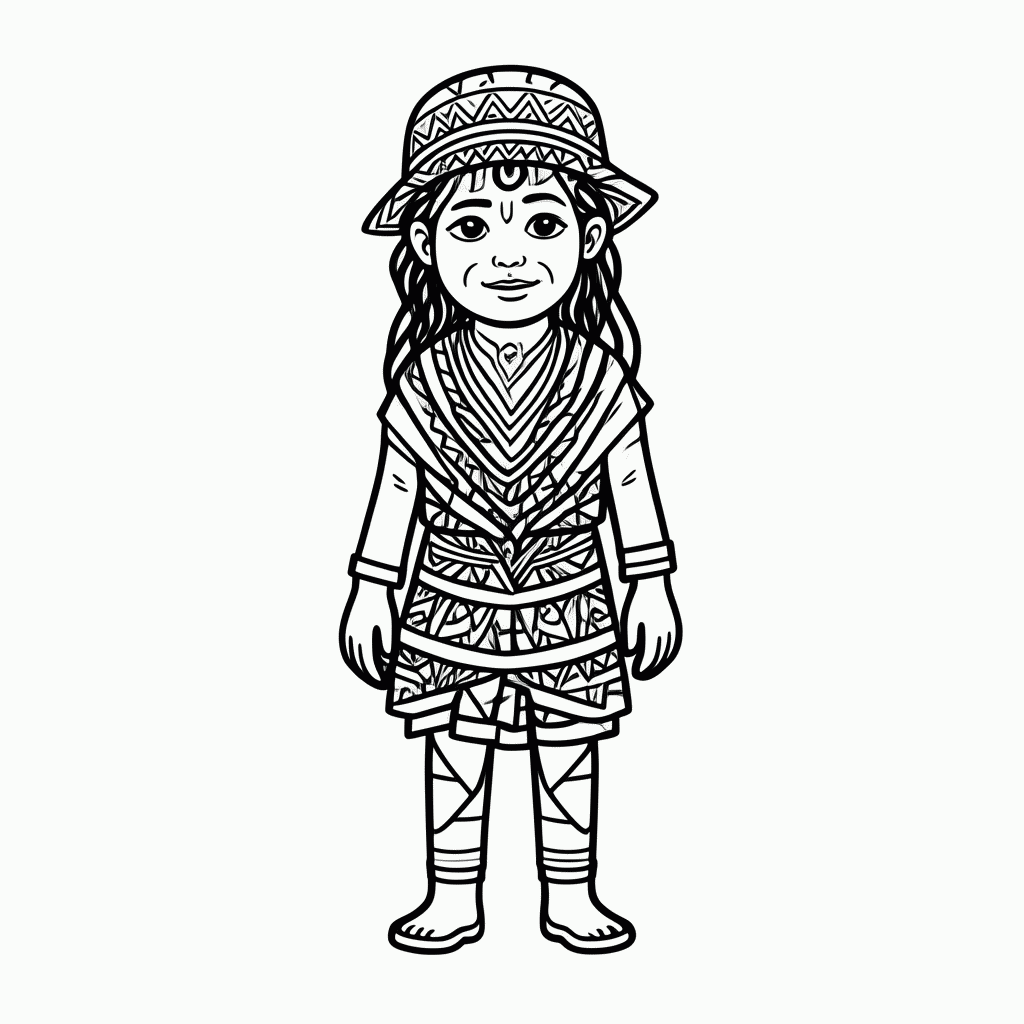 Desenho de Indio Com Cocar para colorir e imprimir grátis em folha A4