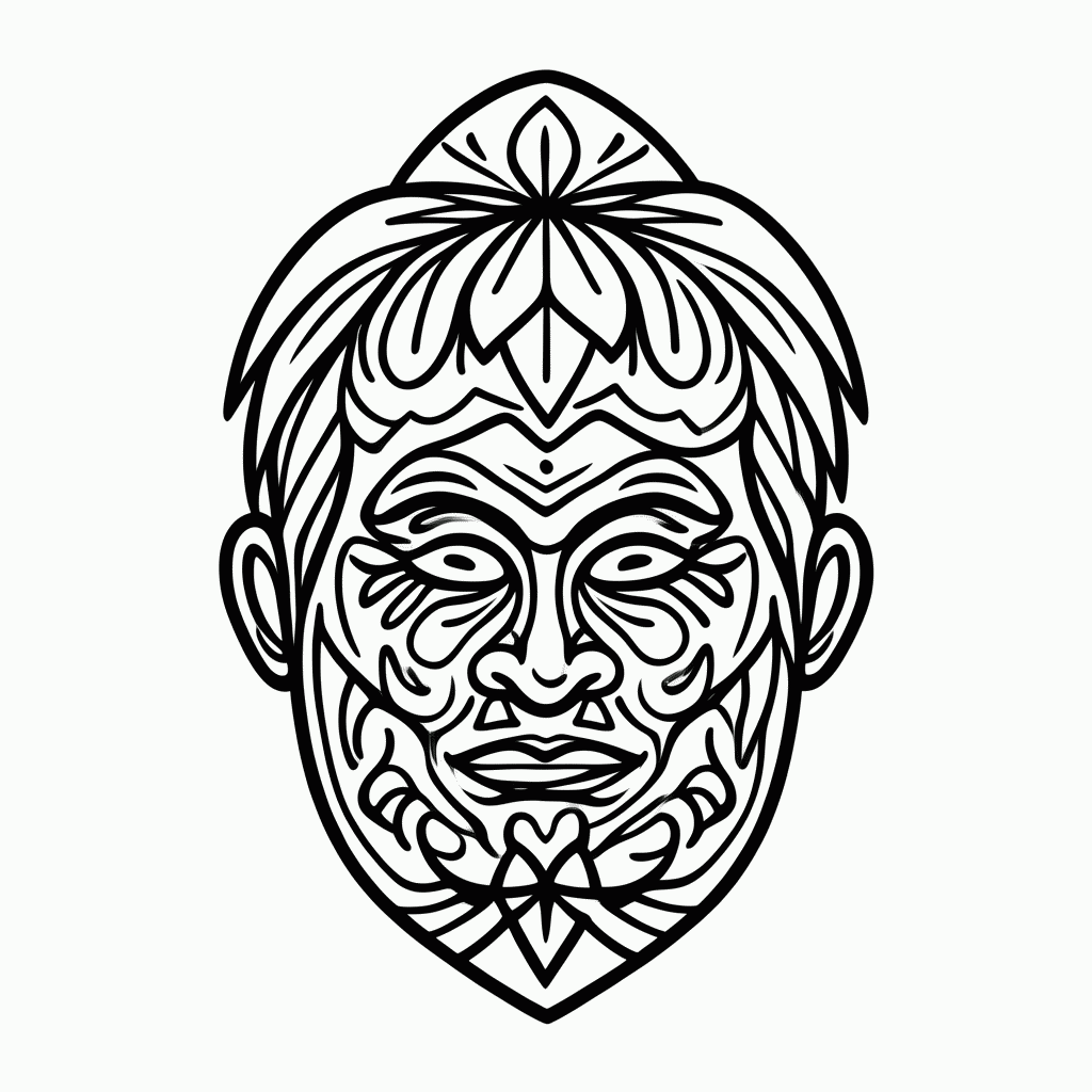 Desenho de Rosto Com Pintura Corporal para colorir e imprimir grátis em folha A4