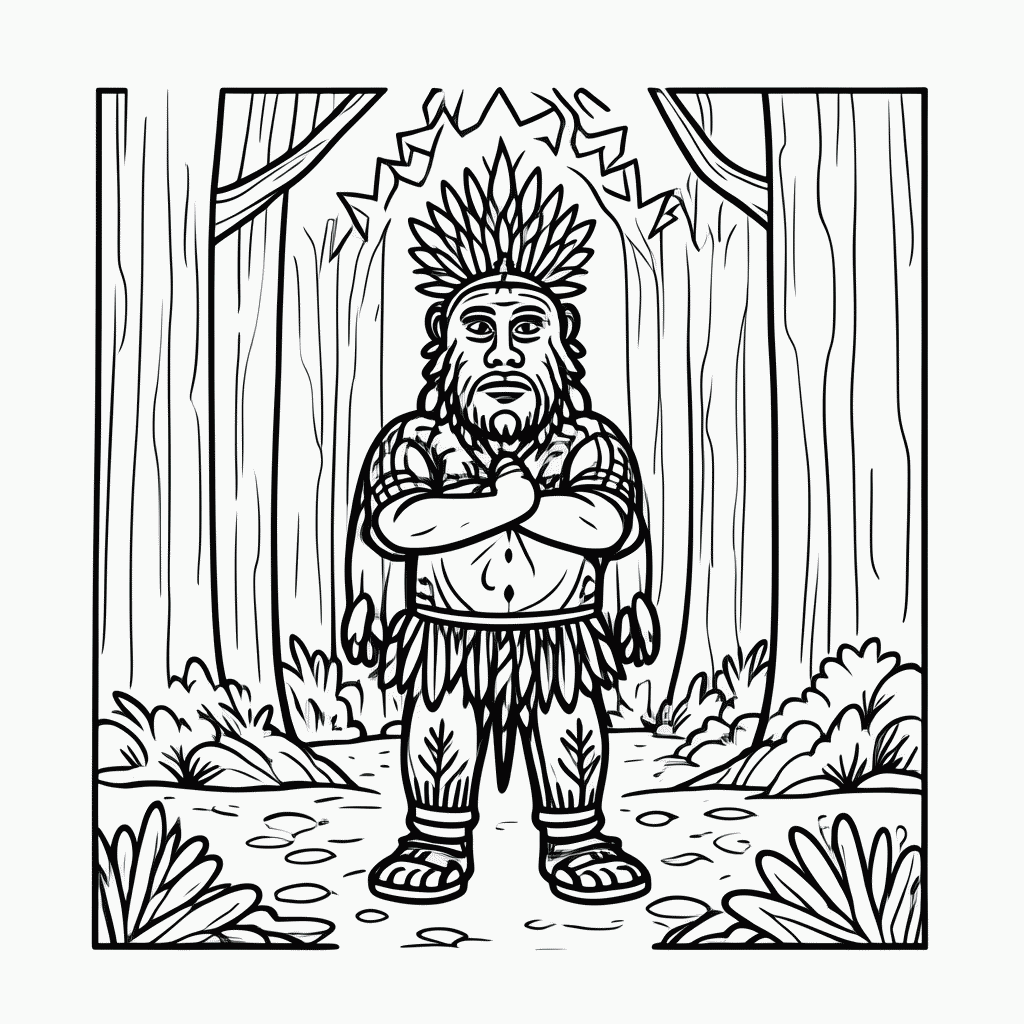 Desenho de Tribo Na Floresta para colorir e imprimir grátis em folha A4