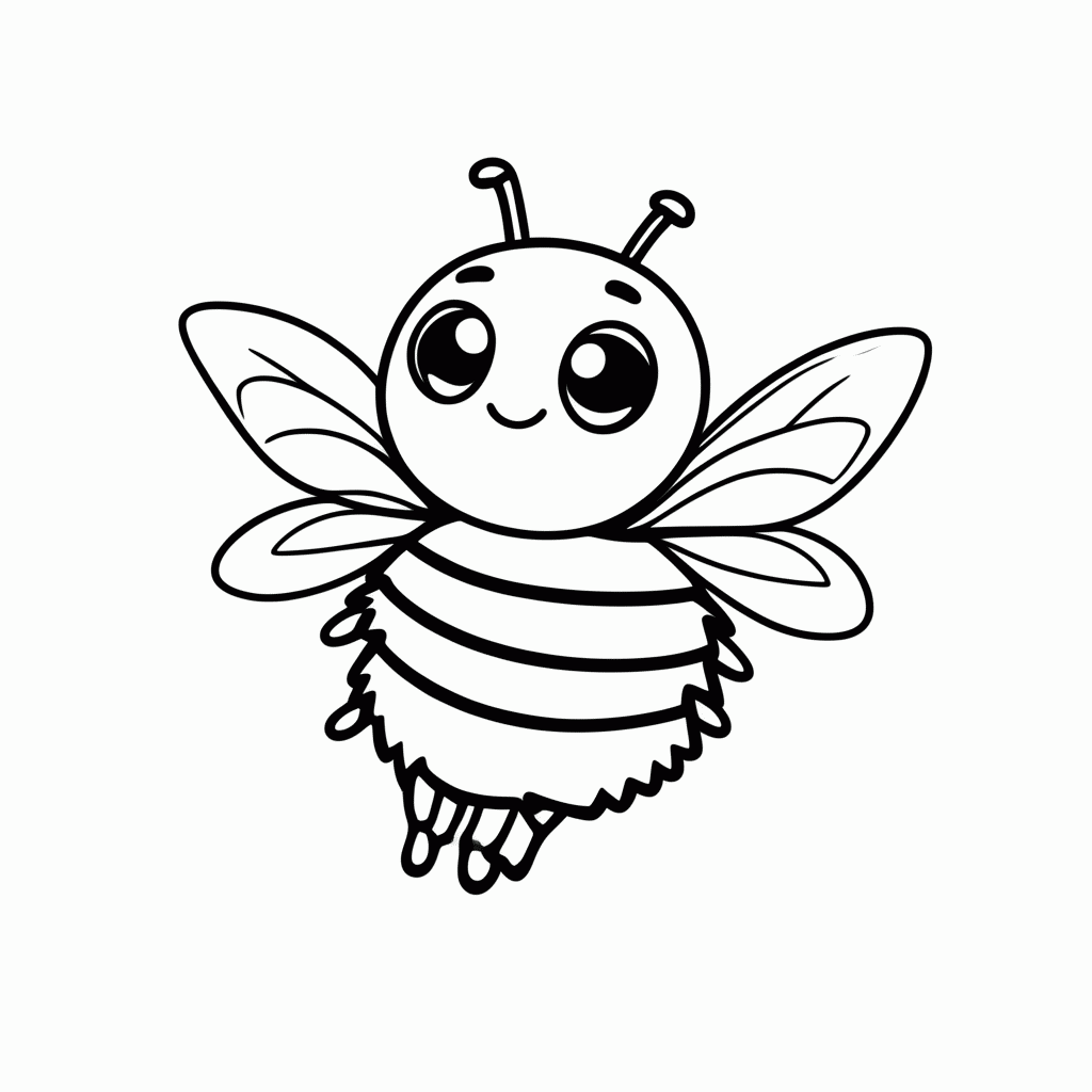 Desenho de Abelha para colorir e imprimir grátis em folha A4