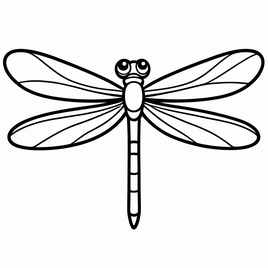 Desenho de Libelula para colorir e imprimir grátis em folha A4